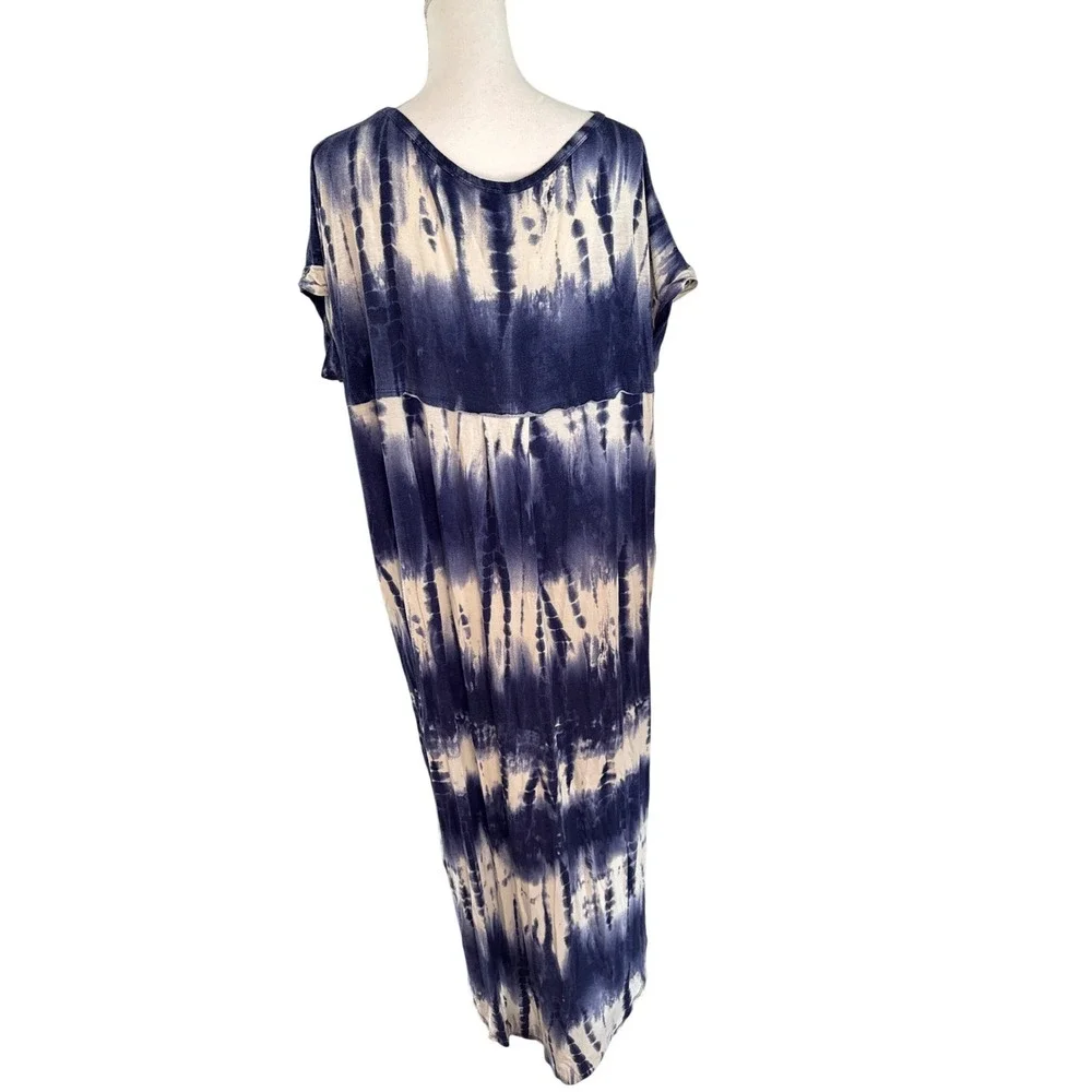 Aerosmith Blue White Tie Dye‎ Rock Bank Long T-Shirt Dress Ladies 2XL